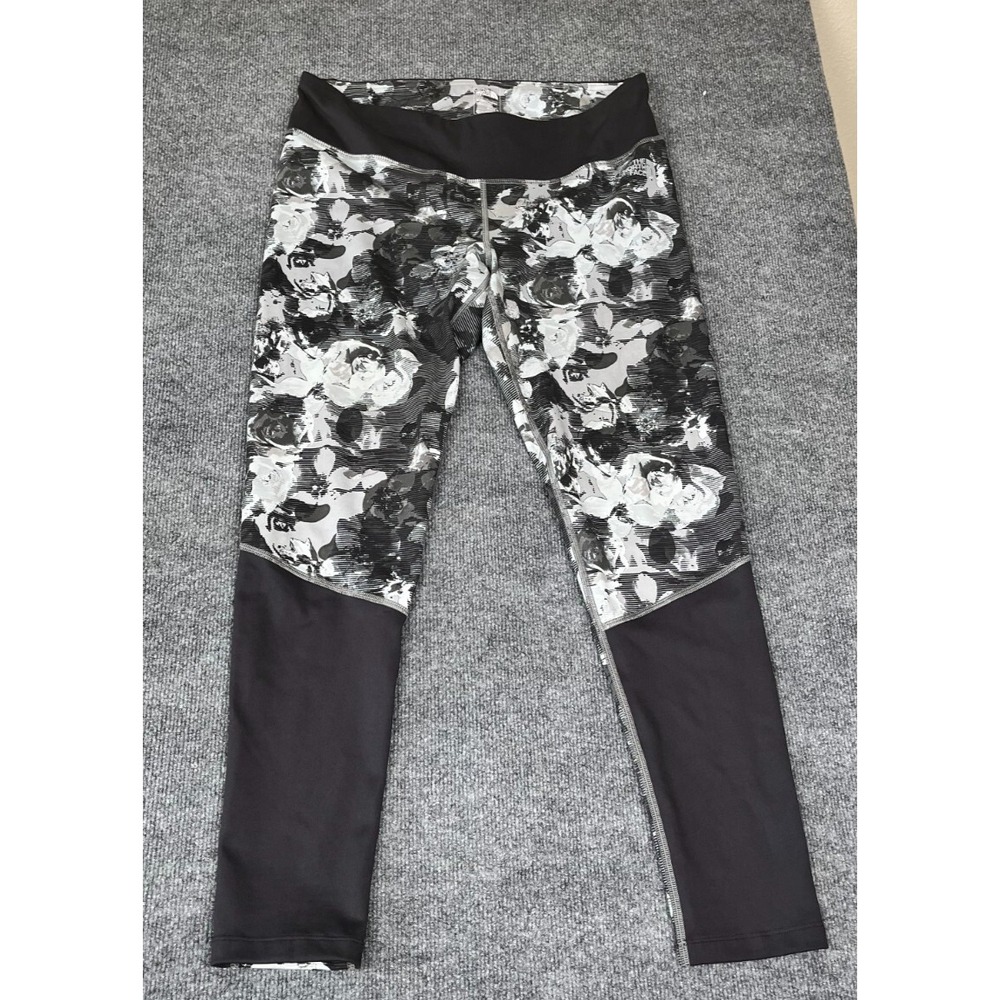 The North Face Black Gray Floral Mid Rise Flash Dry Leggings - Size‎ XL